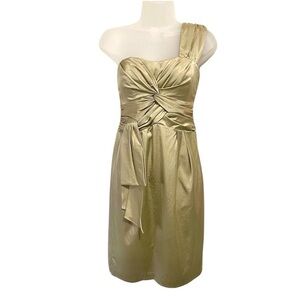 Nanette Lepore Champagne Vegan Silk La Marocain Knot So Fast Cocktail Dress